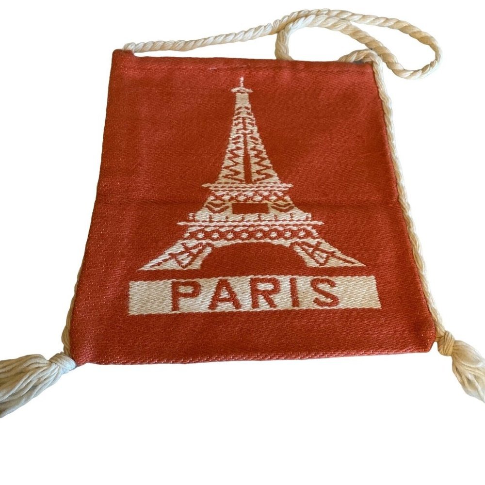 Paris Eiffel Tower Red Crossbody Bag with Rope Strap